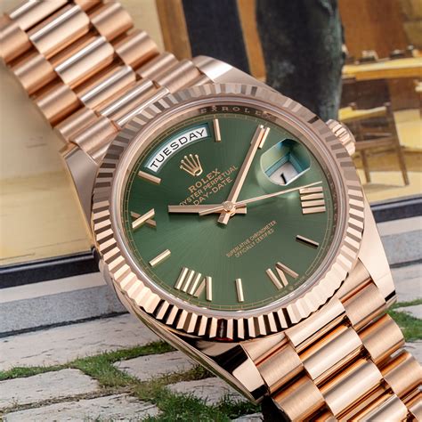 rolex day date olive green|Rolex Day-Date 40 olive dial.